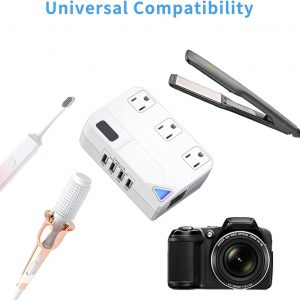 250W Conversion Plug, International Travel Converter with 4 USB Ports, lowering 220V to 110V for 100V-240V Areas and Different Countries Plugs Using US Electrical Devices