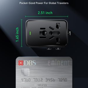 Tiny Universal Travel Adapter, 30W GaN Fast Charging International Power Adapter with 4 Ports (1 AC, 1 USB-A, and 2 USB-C), Plug Adapter with Smart Chip for Over 200 Countries, PD&QC Charger