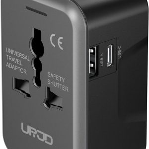 Universal Travel Adapter with 2 USB A/C Ports & 2500W AC Outlet, International Plug Adapter Converter, Type C/A/G/I All in One Wall Charger Worldwide Travel Adaptor for US to EU UK AUS Asia
