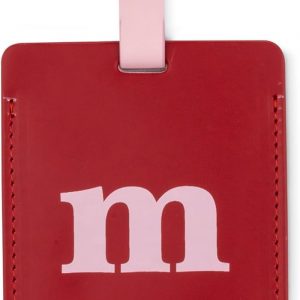 Kate Spade New York Leatherette Luggage Tag with Secure Strap, Colorful Suitcase Identifier for Travel, Monogram Bag Tag ID (M)