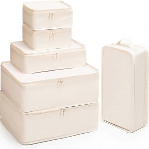 Mossio 6 Set Packing Cubes with Shoe Bag – Lightweight Travel Luggage Suitcase Organizers