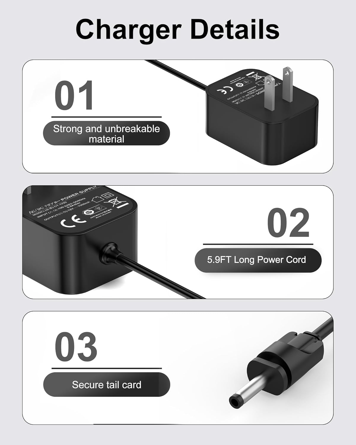 Charger for Ninja Blast Max Portable Blender, Charging Cord Compatible with Ninja Blast Max BC251 Portable Blender, Personal Smoothies, BC251 - Image 5