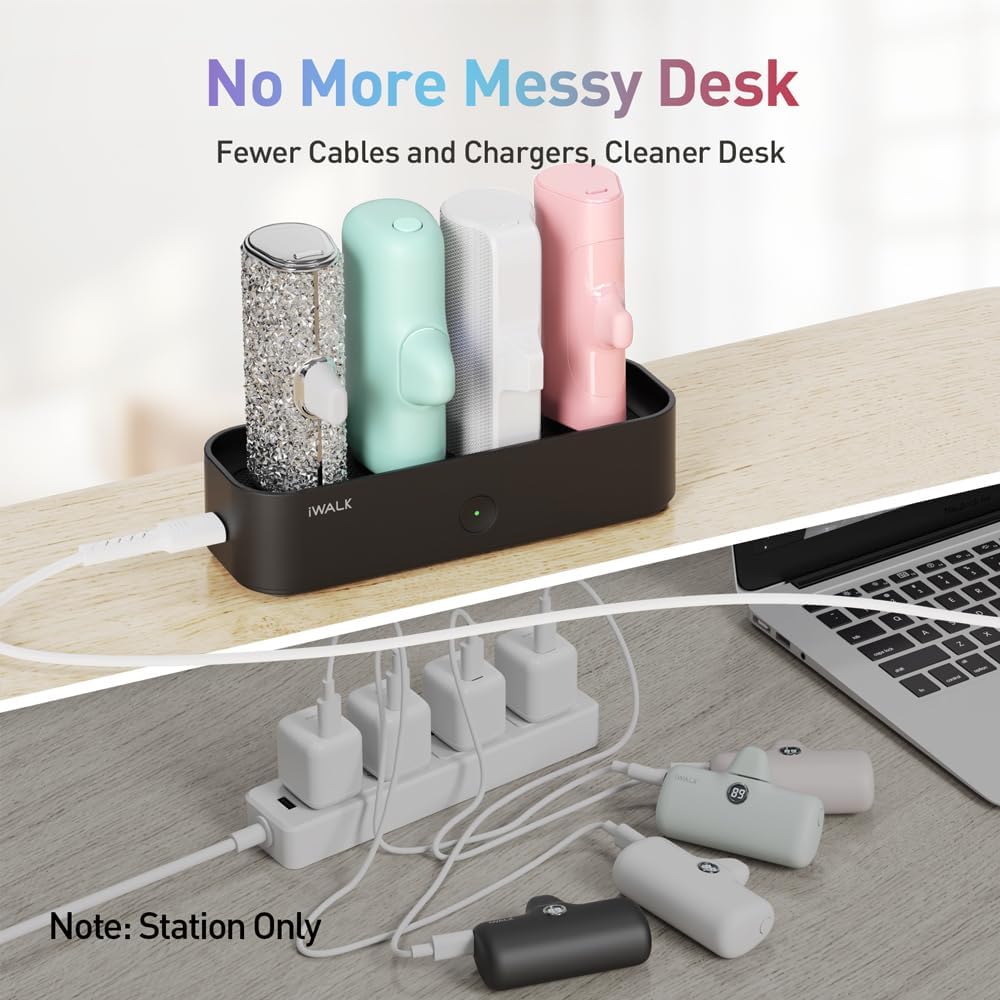 iWALK Charger Station for Portable Charger 4500mAh,4800mAh, 5000mAh, Power Bank for iPhone Charging Station Multiple USB-C Family-Sized Charger Station for Home(Station Only),Black - Image 5