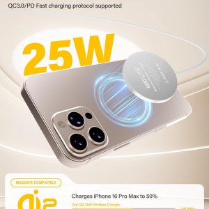25W Magnetic Wireless Charger for iPhone 17/16, Qi2 Fast Charging Pad for iPhone 17/16/15/14/13/12 Series for AirPods, Strong Magnet, Ultra-Thin &Portable Charger Mat for Desk & Bedside (Ivory, 2Pack)