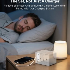 Gitryin Portable Micro USB Charger, Retractable Wall Charger with 33.5in Charging Cable, 40W Fast Charging Block with USB C Port Compatible with Samsung Galaxy S7 S6 J8 J7 Note 5,Kindle,LG,PS4,Camera