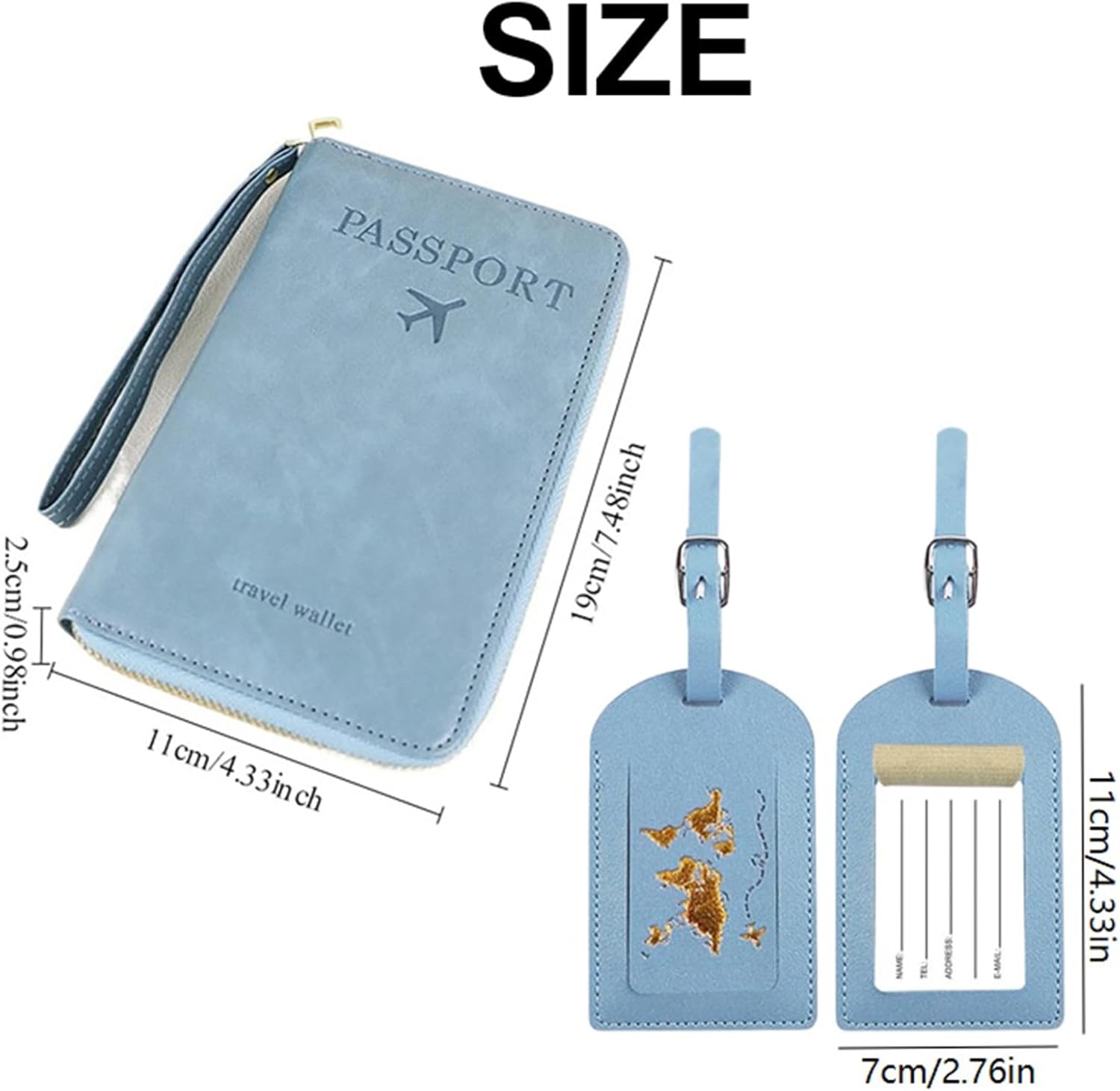 Multi-Functional RFID Passport Wallet Set, Blocking Passport Holder Travel Wallet, Holds Phones, Anti-Theft Protective Case with Multiple Card Pockets for Secure Travel Essentials (Blue) - Image 2