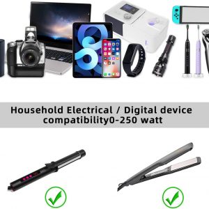 250W Conversion Plug, International Travel Converter with 4 USB Ports, lowering 220V to 110V for 100V-240V Areas and Different Countries Plugs Using US Electrical Devices