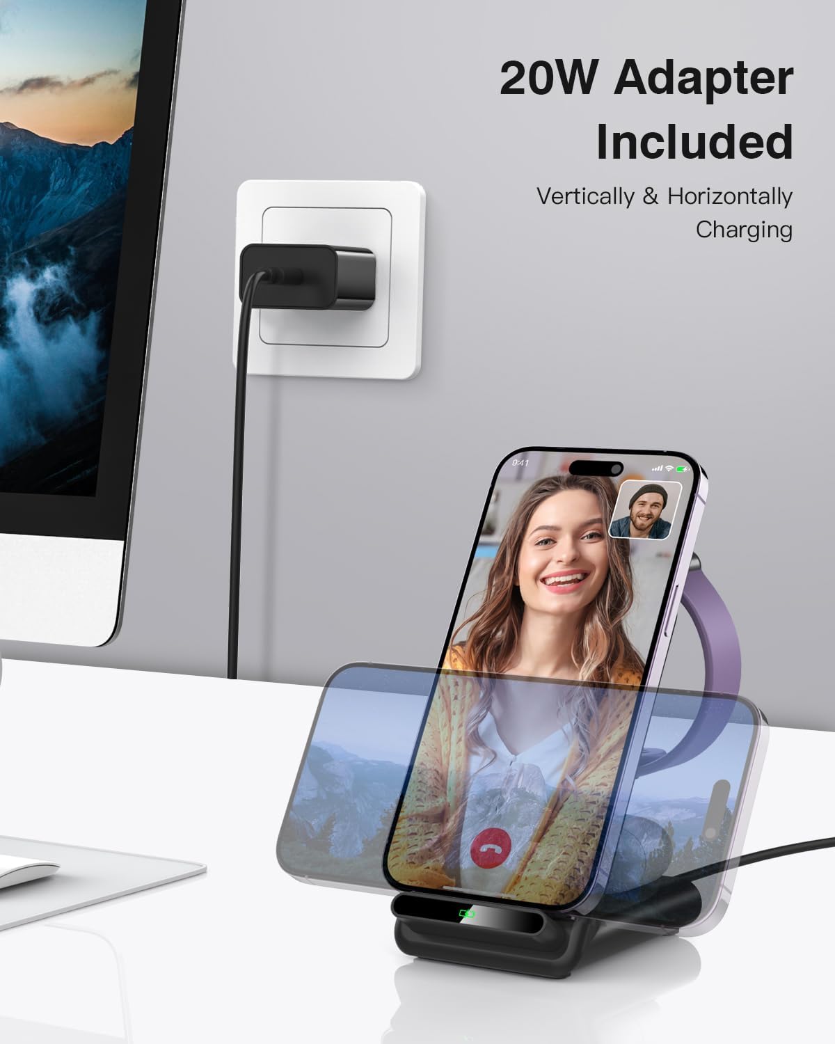 Wireless Charging Station,3 in 1 Charging Stand Made for Apple Watch Ultra 11 10 9 8 7 6 SE 5 4 3,Fast Wireless Charger Made for iPhone 17/Air/16/15/14/13/12,for AirPods Pro(with Adapter) (Black) - Image 6