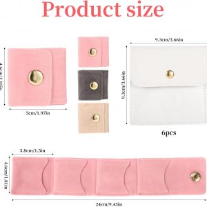 9pcs Mini Travel Jewelry Bag, Portable Small Travel Jewelry Roll Holder Bags and Mini Jewel Pouch Organizer Case with Secure Snap Closure for Rings Necklaces Earrings Storage