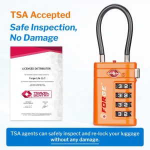 Forge TSA Approved Luggage Locks 4 Digit Combination TSA Travel Locks with TSA008, Open Alert Indicator, Zinc Alloy Body for Luggage, Suitcase, Backpack, and More. Orange 2 Locks.