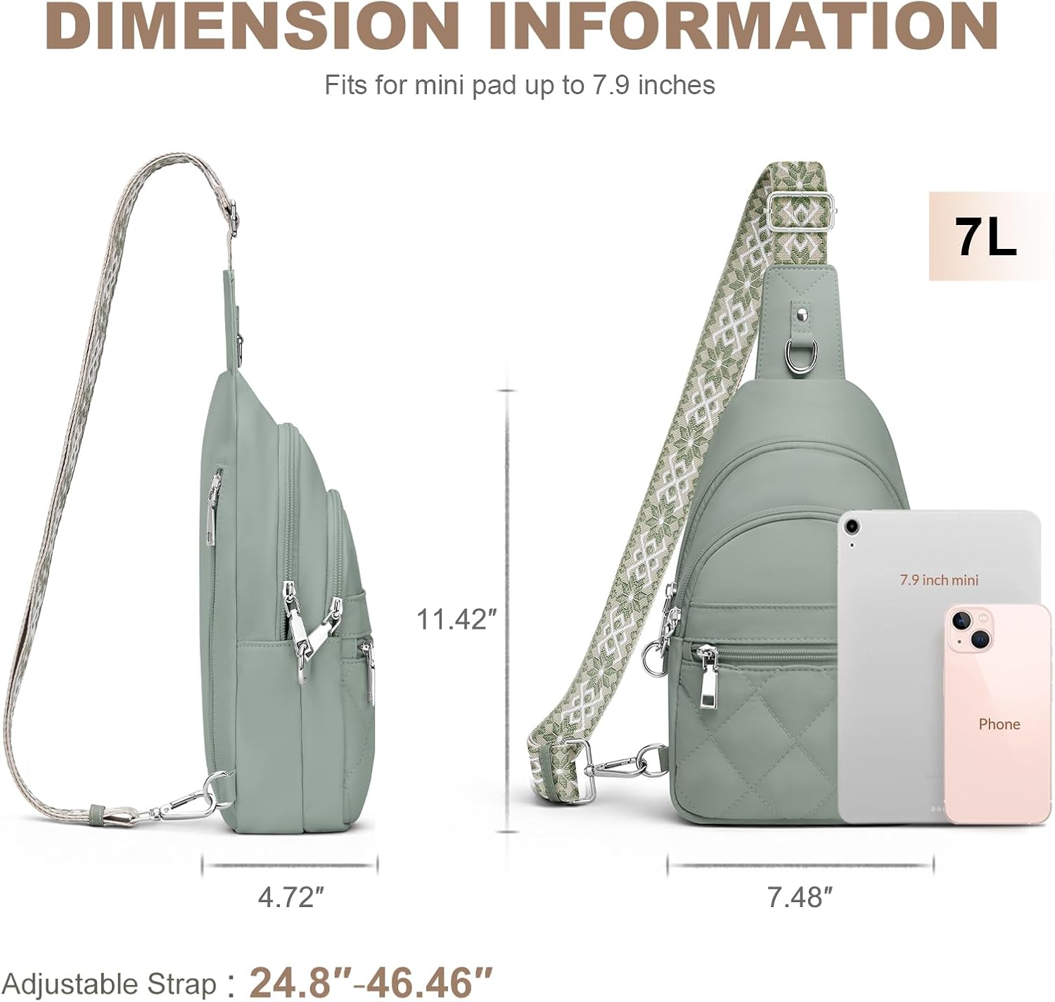Sling Bag for Women, Anti-Theft RFID Crossbody Bag Nylon Sling Purse for Travel, Puffy Small backpack for Daily Hiking Sports Green - Image 7
