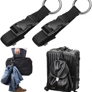 2 Pack Add a Bag Luggage Straps – Adjustable Suitcase Belts Travel Accessories – Jacket Gripper Arm Saver Easy to Carry Your Extra Bags (Black)