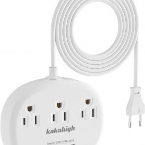 European Travel Plug Adapter with USB C, Multi Country Outlet Adapter with 3 AC Outlets and 4 USB Ports, Type C Plug Adapter for US to Most of Europe Iceland Spain Italy France Germany etc