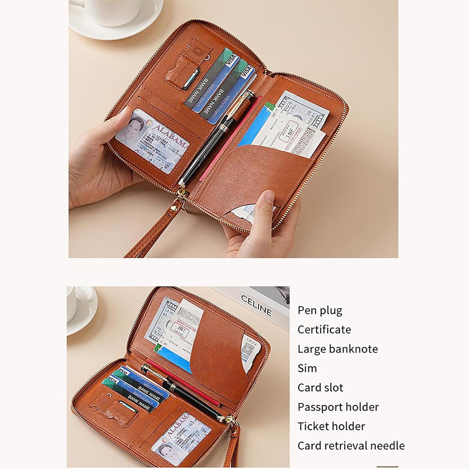 Multi-Functional RFID Passport Wallet Set, Blocking Passport Holder Travel Wallet, Holds Phones, Anti-Theft Protective Case with Multiple Card Pockets for Secure Travel Essentials (Blue) - Image 6