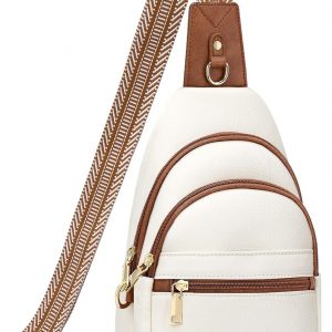 Anti Theft Crossbody Bags for Women, RFID Sling Bag Travel Purse, RFID Cross Body Purses Chest Bag for Travel Beige Brown