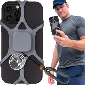 Pulpo Anti Theft Phone Leash with Retractable Dyneema Tether, Secure Phone Leash and Strap for Skiing, Kayak, Travel and Festivals, Fits Smartphones up to 6.8 Inches, Stealth Grey