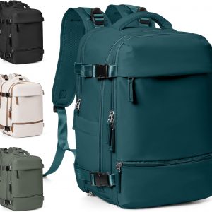 suwasp Travel Backpack Simple Durable Carry On Backpack with Shoe Compartment, Personal Item Travel Bag Flight Approved, Water Resistant Laptop Backpack for Women Men Weekender Business, Peacock Blue