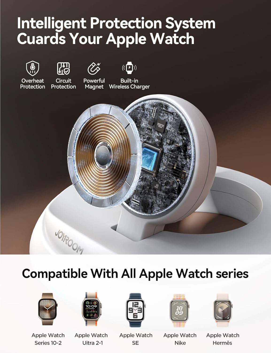 JOYROOM Apple Watch Charger Stand, Portable Magnetic iWatch Charger with Cord, Foldable Fast Charger for Apple Watch Series 10/9/8/7/6/5/SE/Ultra 2, Nightstand Mode Support, White - Image 5