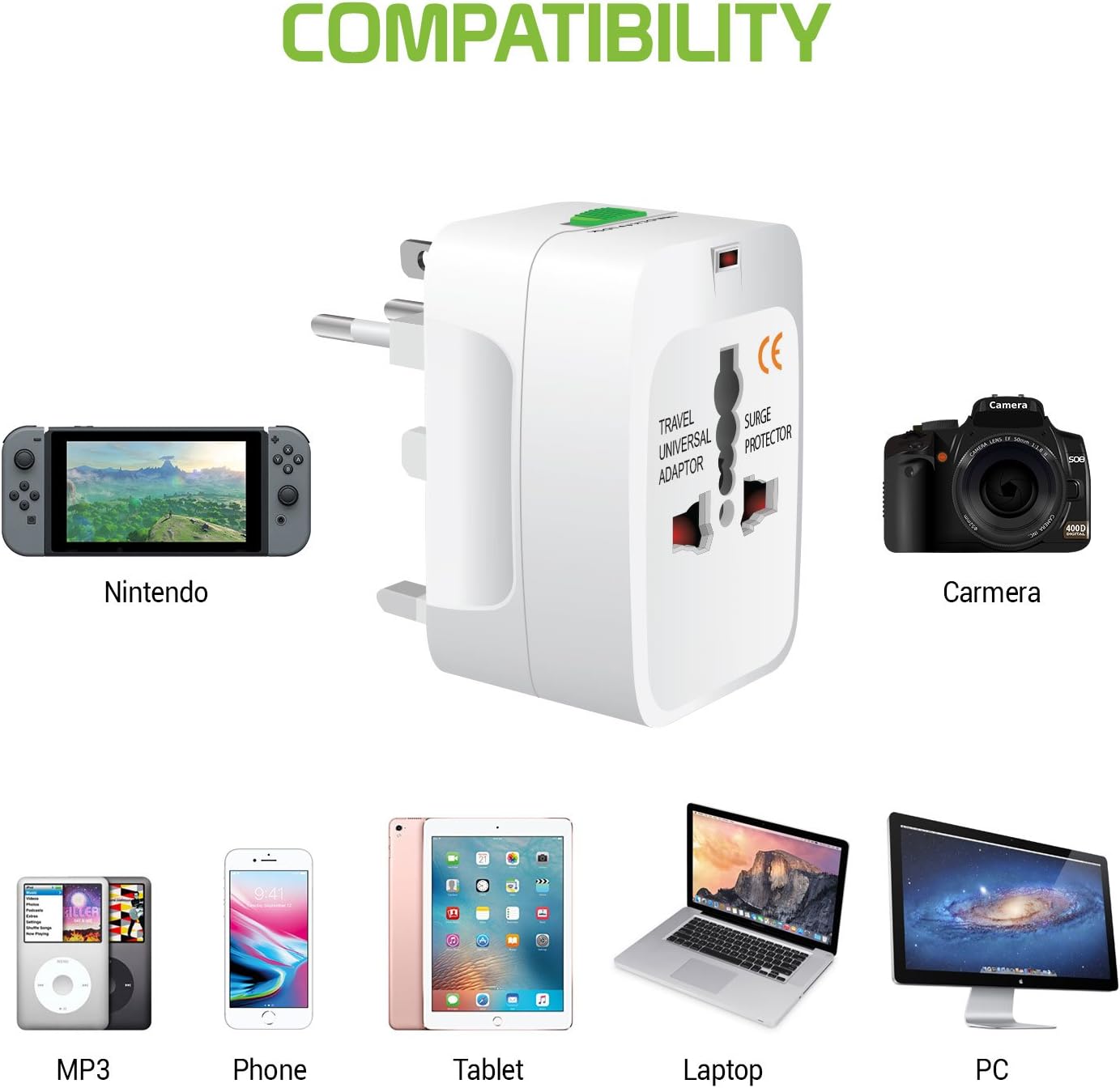 Portable Worldwide Universal Power Adapter All in One International Out of Country Travel Wall Charger Plug for Wall Plug Input in USA EU UK France Italy Australia India Outlets by Cellet - Image 4