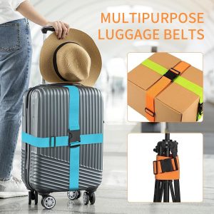 BILIONE 4 Pack Luggage Straps 79″ Long Belts Keep Suitcase Secure While Traveling, TSA Approved Add a Bag Premium Accessory for Travel Bag Closure (Blue+Orange+Rose Pink+Green)