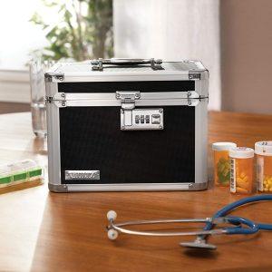 Vaultz Secure Security Lock Boxes – Safe Combination Lock Box, Storage for Documents, Valuables, Medicine & Money – 9.88 x 7.75 x 7 Inch – Black/Chrome