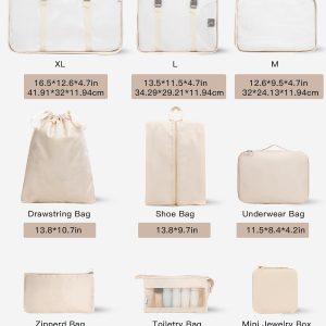 TRAILKICKER 9 Set Packing Cubes for Carry on Suitcase Travel Organizer Bags for Luggage Suitcase Organizer Bags Packing Cube Set for Packing Women Men (Beige)