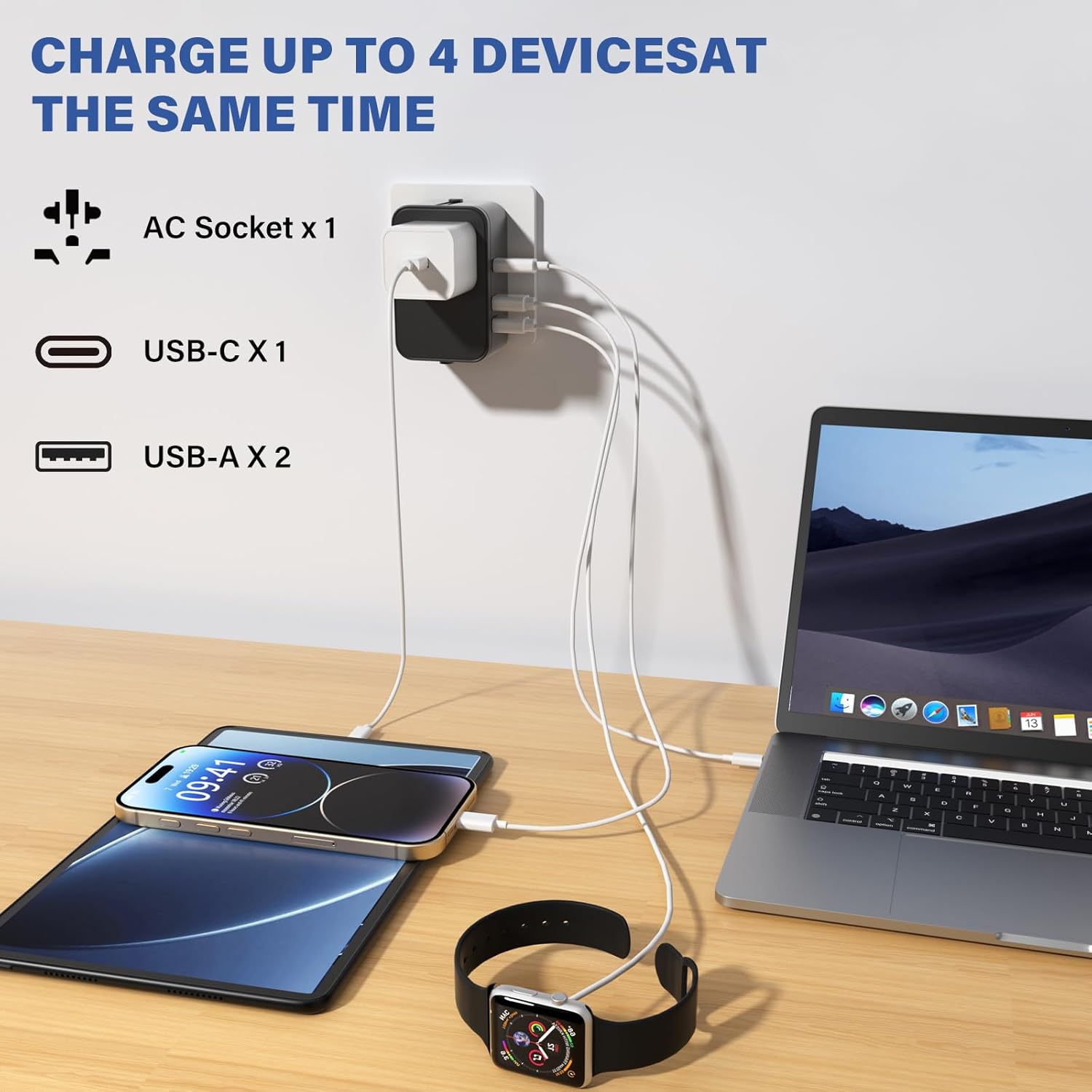 Travel Plug Adapter with 2 USB A+1 USB C,Universal All in One Worldwide Travel Adapter,Power Converters Wall Charger,AC Power Plug Adapter,International Power Adapter for USA EU UK AUS Black - Image 7