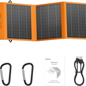 Solar Panels 30W Portable Foldable Solar Charger with 5V USB-A and USB-C Fast Charging Compatible with iPhone, iPad, Samsung, Power Banks, IPX5 Waterproof Perfect for Camping, Hiking, Outdoor
