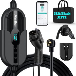 Level 2 Electric Vehicle (EV) Charger(WIFI APP/Plug-play), 32A, 25ft Cable ETL Certified, 220V-240V NEMA 14-50P Plug EVSE w/ J1772 Connector, Portable EV Car Charging Stations for Home Level 2