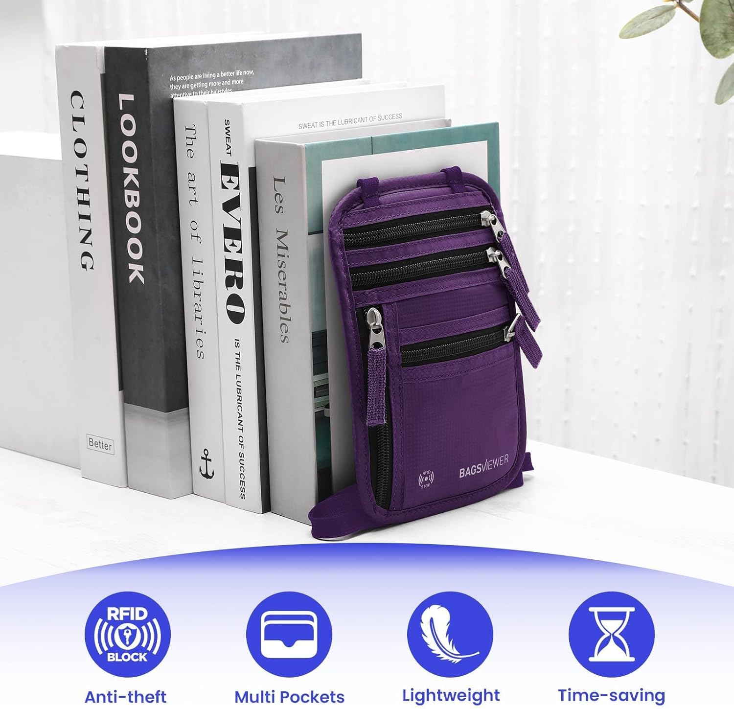 Neck Wallet, RFID Blocking Passport Holder for Travel, Waterproof and Slim Pouch with Adjustable Neck Strap for Men, Women to Secure Cash and Credit Cards, 8" × 8.5" - Image 7