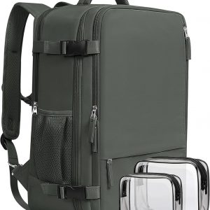 Beraliy Travel Backpack for Men Women, Carry On Backpack, 16 Inch Laptop Backpack, Waterproof Hiking Backpack, Casual Outdoor Daypack College Bag, Olive-green