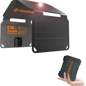 FlexSolar 10W Foldable Solar Chargers 5V USB Small Power Emergency Portable 4 Folds Panels IP67 Waterproof Camping Hiking Backpacking for Phones Flashlight Watches Small Power Banks Battery Packs