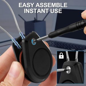 Air Tagholder 2 Pack – Waterproof Keychain Case with Steel Wire Cable & Hex Lock, Anti-Lost Shockproof Cover Compatible with Apple Air Tag for Luggage, Backpack, Keys, Bicycles, Kids Items – Black