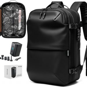 Vortex Vacuum Seal Travel Backpack 60L Expandable Air Compression System Water Resistant TSA Lock Carry-On Suitcase Luggage Black AERO – Vacuum Pump Included