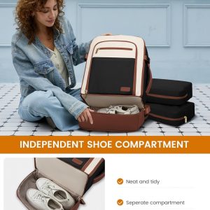 LOVEVOOK Travel Backpack for Women with Shoes Compartment,40L Personal Item Travel Bag Flight Approved Carry On Backpack with 2 Packing Cubes,Large Casual Weekender Luggage Daypack