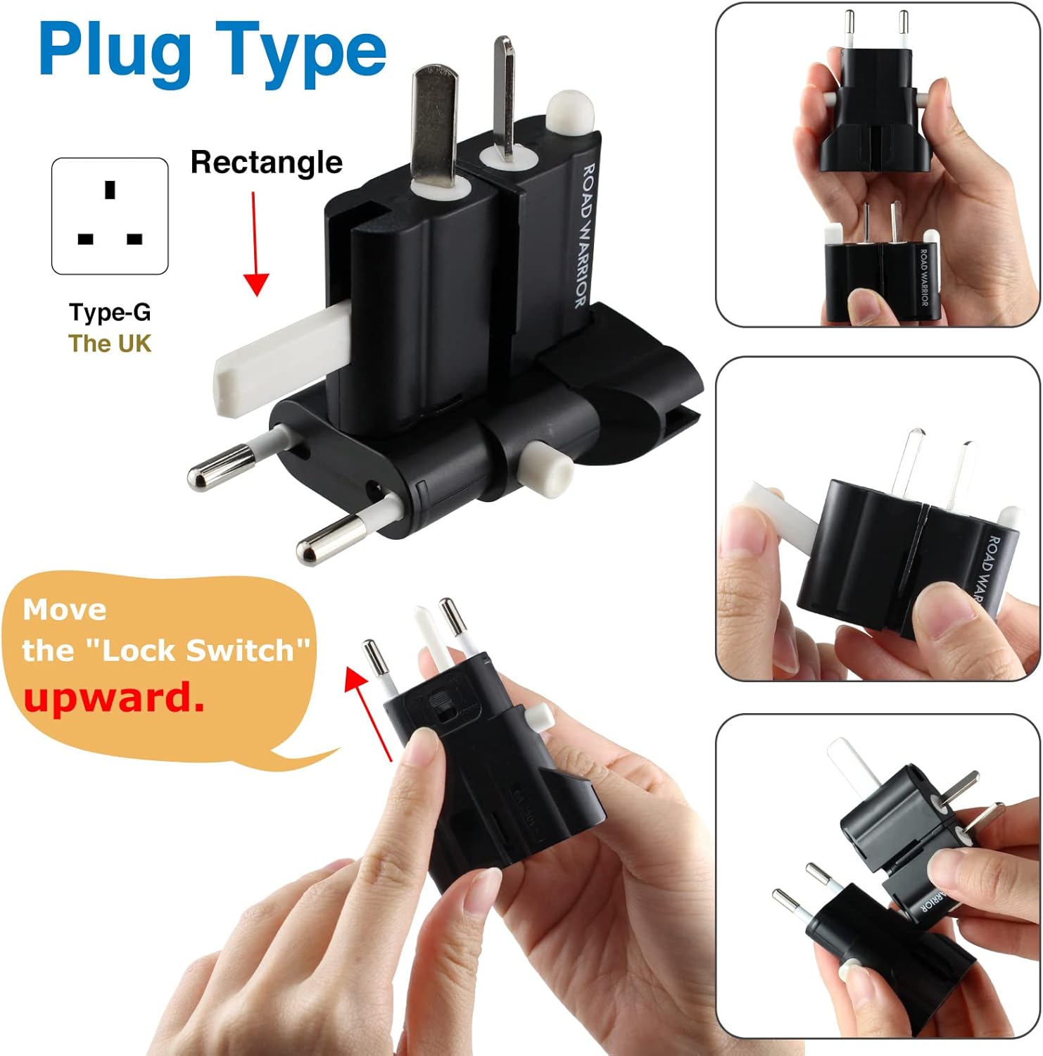 ROAD WARRIOR Universal Travel Plug Adapter Europe/UK/Australia/USA/India/China Compact Does Not Convert Voltage RW101BK Black - Image 5