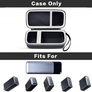 casmilee Case Compatible with Anker 737/735/ 736/717 USB-C Portable Charger Power Bank, Fast Foldable Wall PowerBank Bag for GaN Prime Nano II AC Adapter, Powercore Pocket for lights Cable – Black