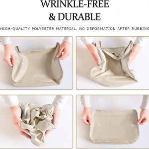 6 Set Packing Cubes for Travel, Luggage Organizers with Shoe & Toiletry Bags, Lightweight Suitcase Organizer for Carry-On, Washable Laundry Bags (Beige)