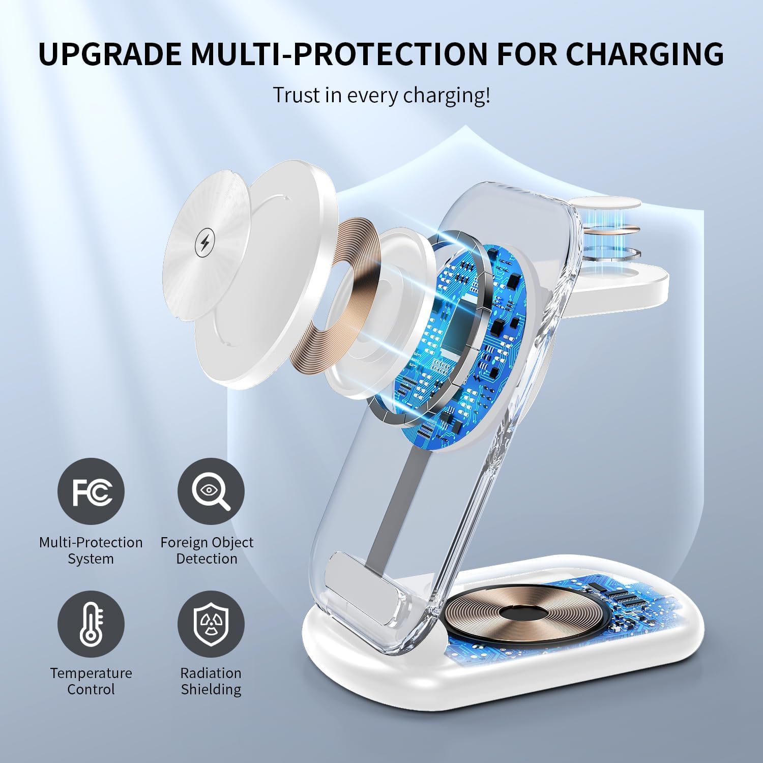 2026 Traveling Wireless Mag-Safe Fast Charging Station,Magnetic 3 in 1 Charger with Light for iPhone 17 16 15 14 13 12 Pro Max Plus,Apple Watch& Air pods 4 3 2 Pro-Gifts for Wife & Husband(White) - Image 4