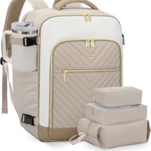 LOVEVOOK Large Travel Backpack for Women, TSA Carry on Backpack for Airplanes, 40L Personal Item Travel Bag for Women fits 17″ Laptop,Waterproof Carry on Bag Airplane Approved with 3 Packing Cubes