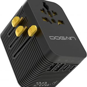 Universal Travel Adapter, PD 20W MAX International Power Adapter with 2 USB-C & 2 USB-A Ports, All-in-One Portable Travel Adapter, Worldwide Wall Charger for USA, UK, EU, AU, Travel Essentials (Black)