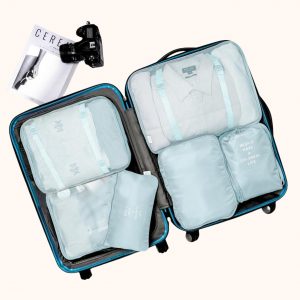 Travel Packing Cubes, VAGREEZ Lightweight Luggage Organizers Bags Set for Carry on Suitcase(6 Pcs Light Blue)