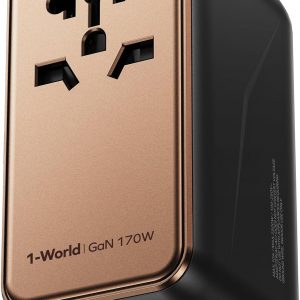 MOMAX Universal Travel Adapter, 170W GaN International Power Adapter, 3 USB-C 1 USB-A, Worldwide Travel Plug Adapter, International Power Adapter for Most Europe, USA, Japan, Australia (Type C/A/G/I)