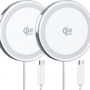 25W Magnetic Wireless Charger for iPhone 17/16, Qi2 Fast Charging Pad for iPhone 17/16/15/14/13/12 Series for AirPods, Strong Magnet, Ultra-Thin &Portable Charger Mat for Desk & Bedside (Ivory, 2Pack)