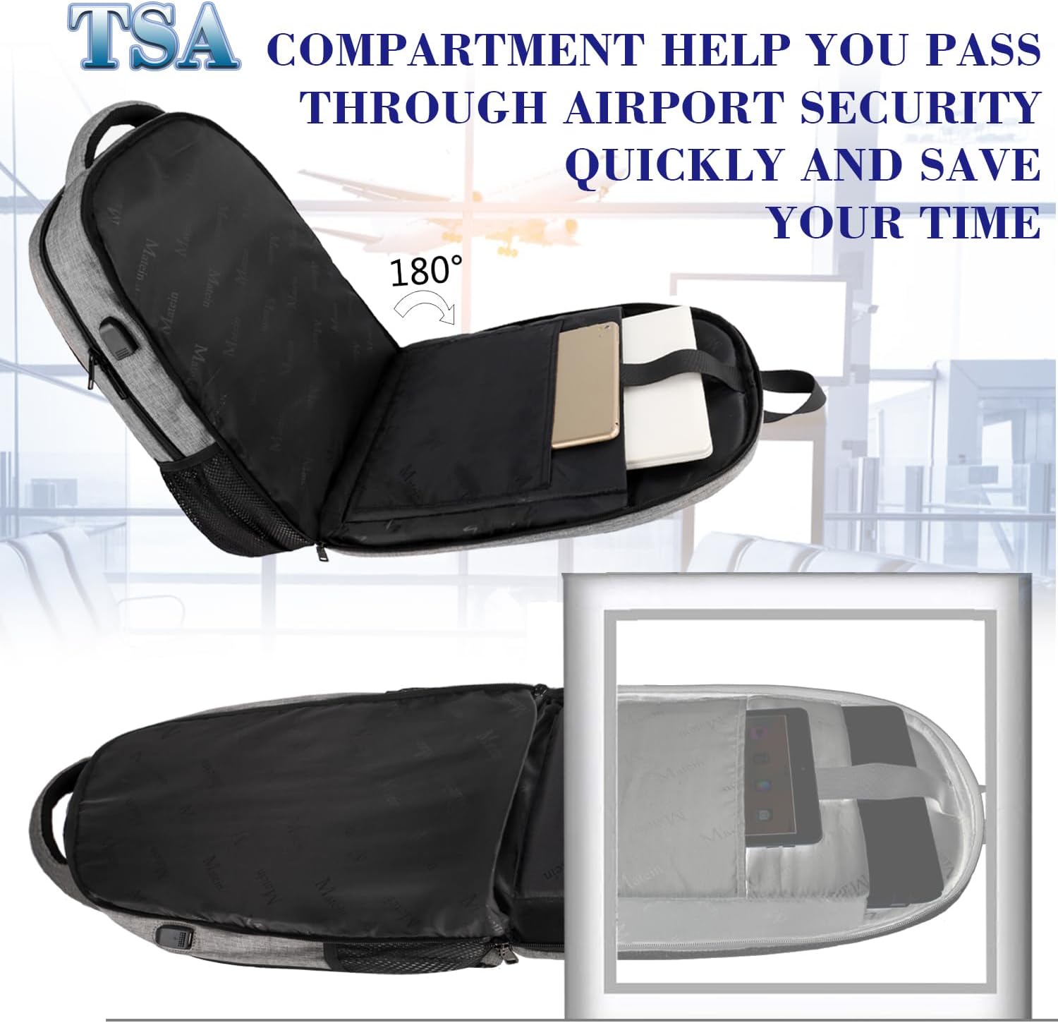 17 Inch Laptop Backpack, MATEIN TSA Large Backpack for Travel and Business with USB Charger Port, Water Resistant Big Flight Approved Weekender Carry-On Backpack with Luggage Sleeve for Women and Men - Image 2