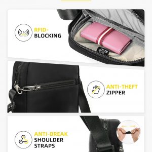 HALOVIE Messenger Bag RFID Anti Theft Crossbody Bag Lightweight Slim Sling Purse Travel Daily