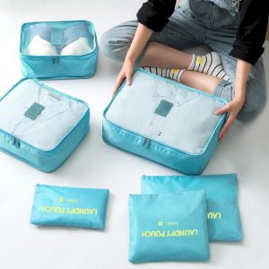 6 Set Packing Cubes for Travel Luggage Packing Bags Reusable Lightweight Suitcase Organizer Cubes Set for Travel Accessories (Sky Blue)