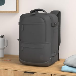 BAGSMART 40L Black Travel Laptop Backpack with Packing Cubes and Shoe Bag