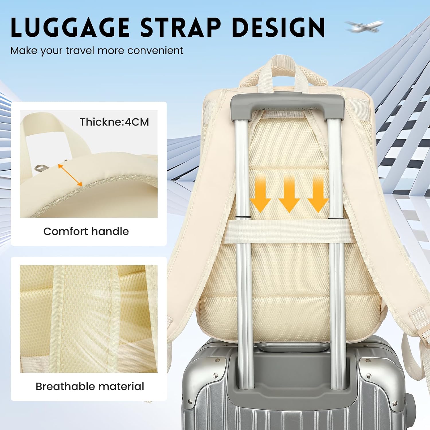 XQXA Backpack For Women Men Flight Approved, Carry on Backpack Bag Luggage, Personal Item Backpack Bag, TSA 15.6inch Laptop Backpack Casual Daypack for travel, work, daily life, business trips - Image 4