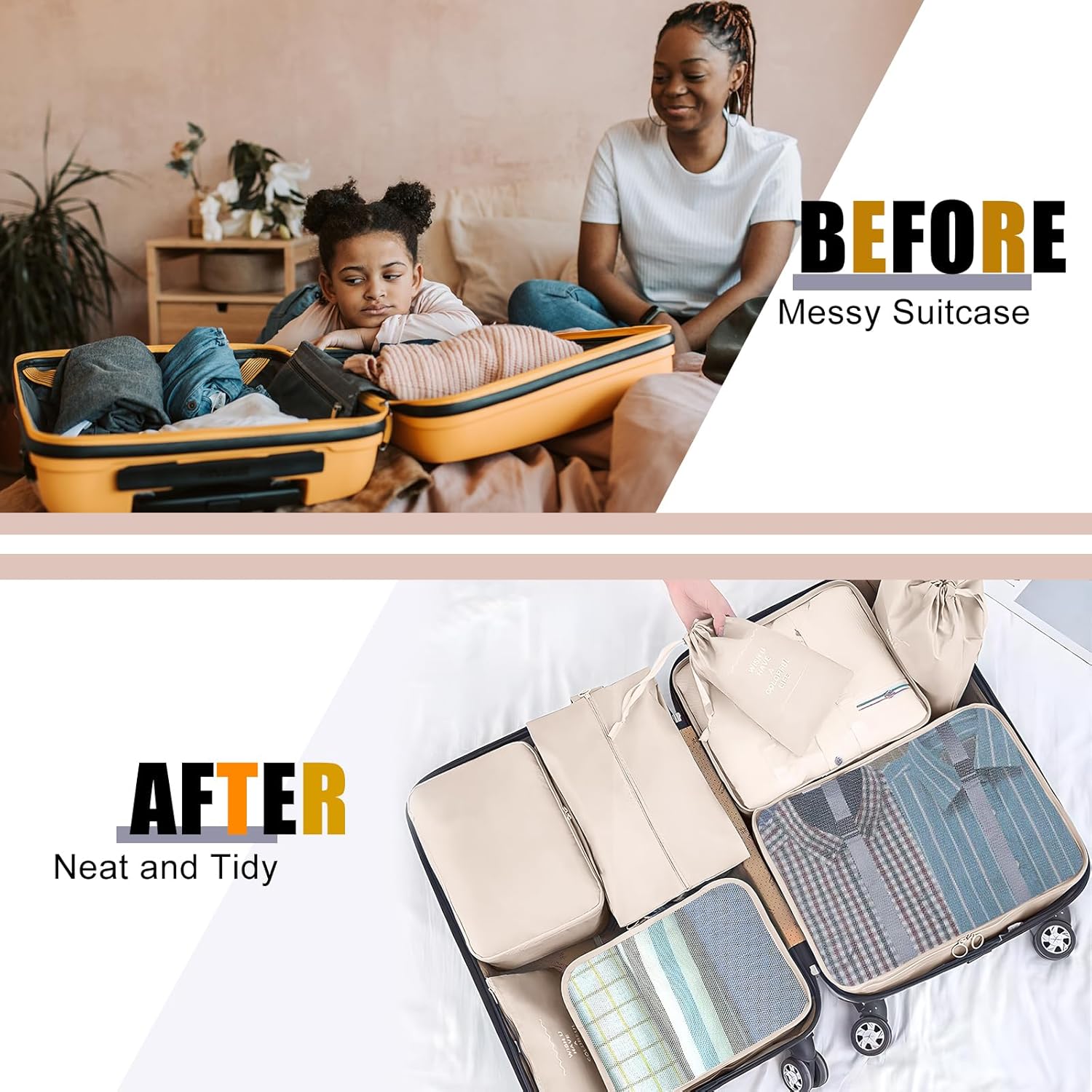 Packing Cubes for Travel - 8 Set Luggage Organizer Bags for Family, Mesh Breathable Travel Packing Cubes for Suitcases Durable Travel Essentials Bags Set - Image 7